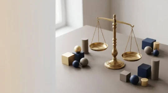 Composition éditoriale symbolisant l'analyse patrimoniale avant un investissement majeur