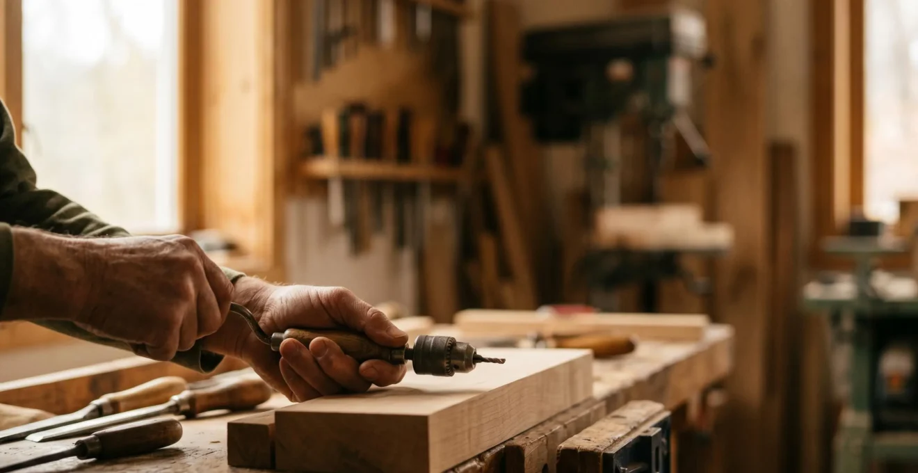 Gros plan sur des mains en train de bricoler avec précaution dans un atelier domestique bien éclairé