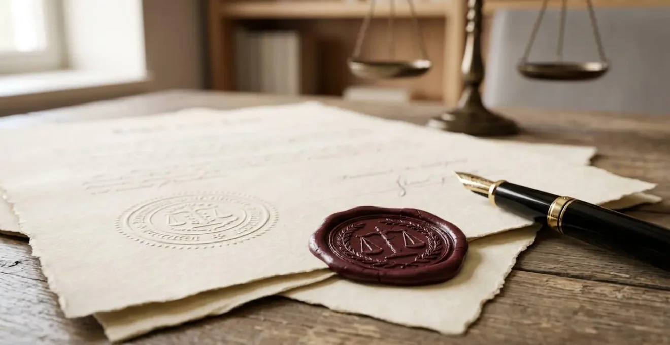 Documents juridiques et sceau notarial symbolisant la force probante du testament authentique