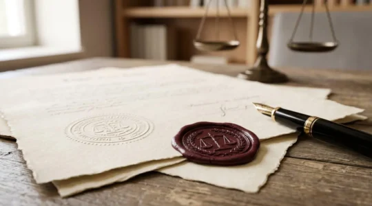 Documents juridiques et sceau notarial symbolisant la force probante du testament authentique